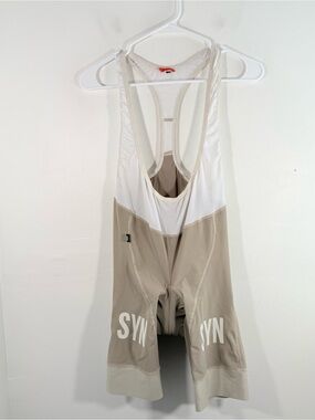 SYN Tan White Pro Bib Cycling Shorts Men Large Training Padded Long Distance